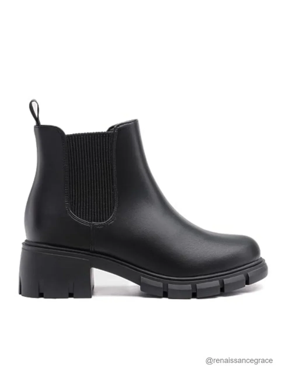 Girls Chunky Chelsea Ankle Boots Slip-on Lug Sole Water-Resistant